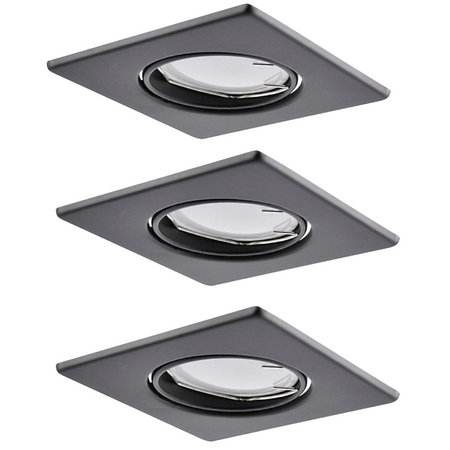 Zestaw 3x Oprawa halogenowa ruchoma GOLDLUX (Polux) kwadratowa czarna + żarówka LED GU10 3,5W