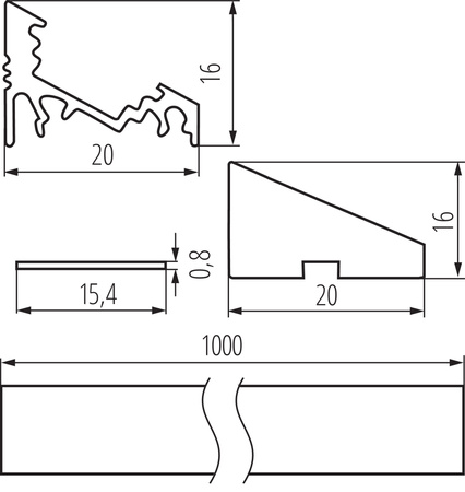 Profil Aluminiowy Narożny Natynkowy do Taśmy LED Anodowany 1m PROFILO Kanlux