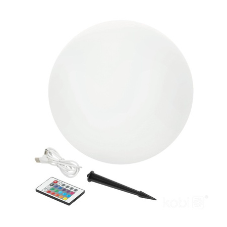 Lampa Solarna Ogrodowa LED 3000K + RGB Wbijana Naziemna Ozdobna Kulka Szpikulec 40cm KOBI