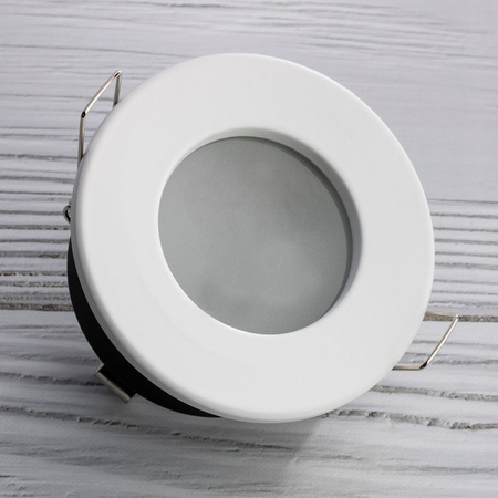 Zestaw Oprawa HALOGENOWA Hermetyczna Łazienkowa PODBITKA AQUS Biała IP44 + LED GU10 5W Neutralna Barwa