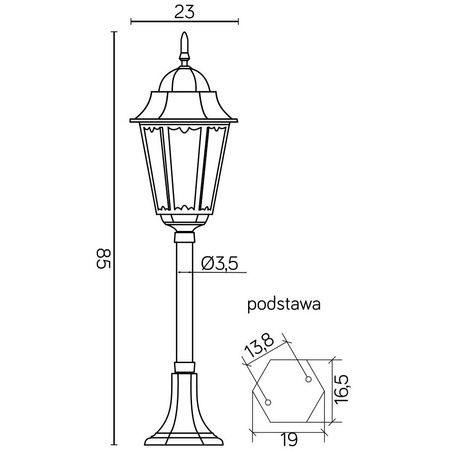Lampa Ogrodowa Zewnętrzna Stojąca SŁUPEK Retro Classic II K 5002/3 H E27 85cm Su-Ma