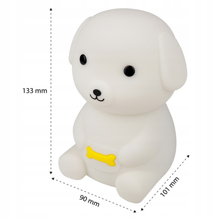 Lampka Nocna Dekoracyjna Pies Dziecięca LED 2.5W 18lm 3000K Ciepła RGB 360° Biała Masterled