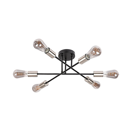 Lampa Sufitowa Dekoracyjna 6x E27 Czarny Industrialny Branwen Rabalux