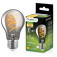 Żarówka LED  A60 E27 6W = 50W 660lm 2200K Ciepła 360° Filament Dymiona LUMILED Smokey