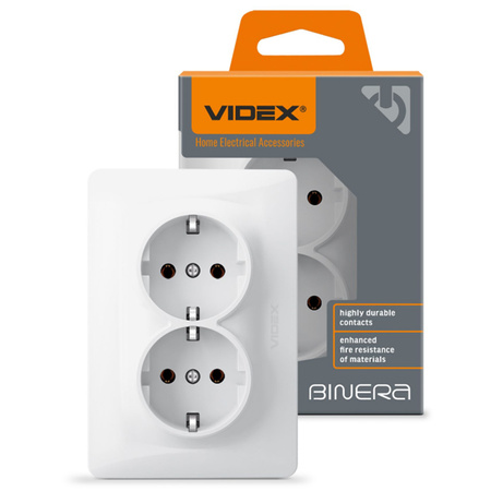 Gniazdko Podwójne Kontakt 16A Natynkowy Biały BINERA VIDEX