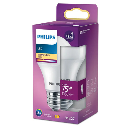 Żarówka LED E27 A60 9.5W = 75W 1055lm 2700K Ciepła Biała PHILIPS