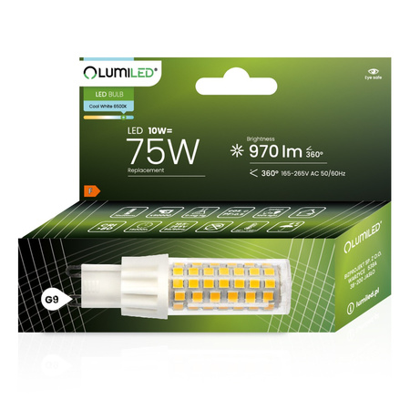 Żarówka LED G9 Kapsułka 10W = 75W 970lm 6500K Zimna 360° LUMILED