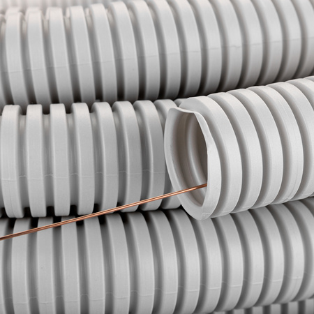 Rura Karbowana RKGL 40mm 320N Peszel z Pilotem do Zabezpieczania Kabli 25m Szary AKS ZIELONKA