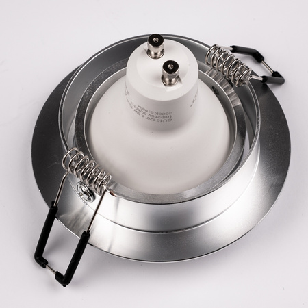 Oprawa Halogenowa Podtynkowa Lampa Sufitowa Okrągła Ruchoma GU10 MR16 Srebrna TRIAM LUMILED