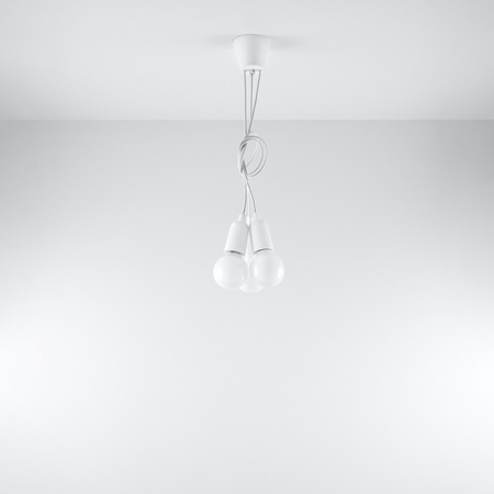 Lampa Sufitowa Wisząca Zwis 3x E27 Nieregularna Biała Nowoczesna Diego Sollux