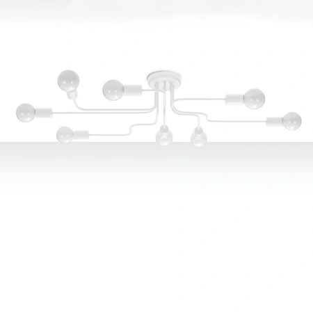 Lampa Sufitowa Oprawa Natynkowa Wisząca Zwis 8x E27 Żyrandol Nieregularna Biała Industrialna Vector Sollux