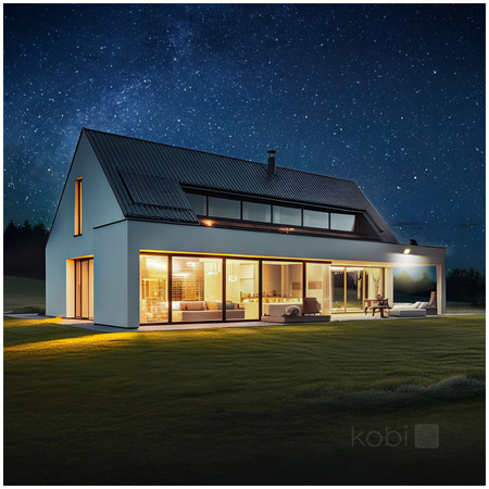 Naświetlacz LED Solarny Zewnętrzny Ogrodowy 10W 1500lm 4000K Neutralny 120° z Czujnikiem Ruchu i Zmierzchu IP65 Czarny MHCS Kobi