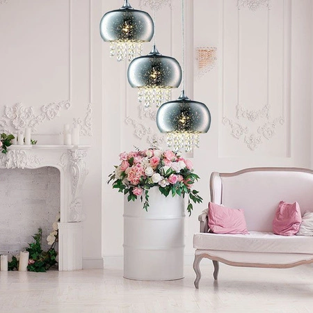 Lampa wisząca w stylu glamour z kryształkami 3x E14 MiLAGRO STARLIGHT koło galaktyka crystal
