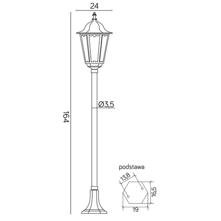 Lampa Ogrodowa Zewnętrzna Słupek LATARNIA E27 Retro Classic K 5002/1 164cm czarny Su-Ma