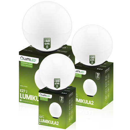 Lampa Oprawa Ogrodowa Zewnętrzna KULA LED LUMIKULA2 20cm E27 IP65 LUMILED