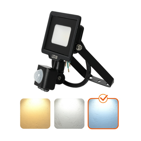 Naświetlacz LED Zewnętrzny Ogrodowy 10W 800lm 6500K Zimny 120° z Czujnikiem Ruchu i Zmierzchu IP65 Czarny MHC Kobi