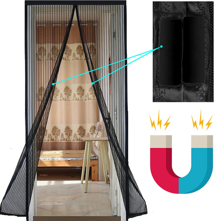 Kurtyna magnetyczna Moskitiera na drzwi 80/90/100 x 210/220cm czarna