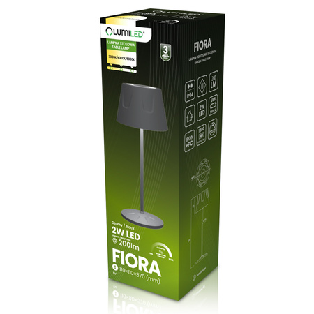 Lampa Ogrodowa LED Stojąca Ozdobna Stołowa Nocna USB Ściemnialna Dotykowa Czarna FIORA LUMILED