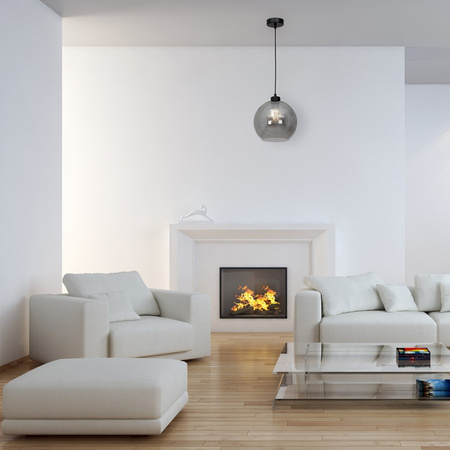 Lampa wisząca SOFIA 1xE27 MLP6577 Przydymiony Klosz Kula Milagro Metal + Szkło