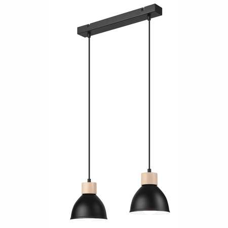 Lampa Wisząca Sufitowa NICO 2xE27 Czarna Drewniana LM-2.143 Lamkur
