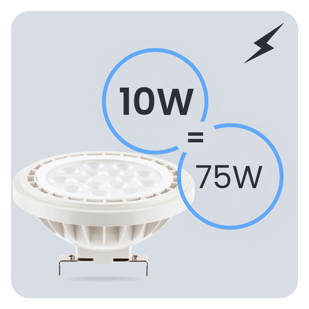 Żarówka LED G53 Reflektor AR111 10W = 75W 1055lm 4000K Neutralna 38° 12V LUMILED