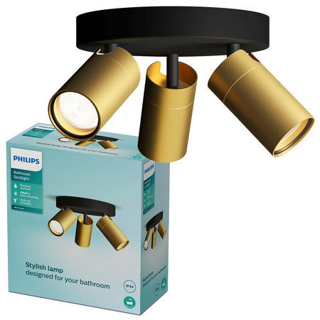 Lampa Sufitowa Reflektor 3x GU10 IP44 Miedziany-Czarny Kosipo Philips