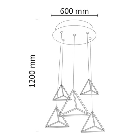 Lampa Wisząca Sufitowa Żyrandol 5x Trójkąty 80W 120cm - GOLDLUX (Polux)