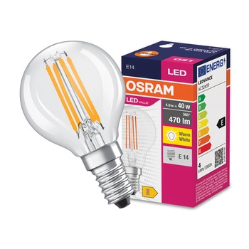 Żarówka LED E14 P45 4W = 40W 470lm 2700K Ciepła 300° Filament OSRAM Value