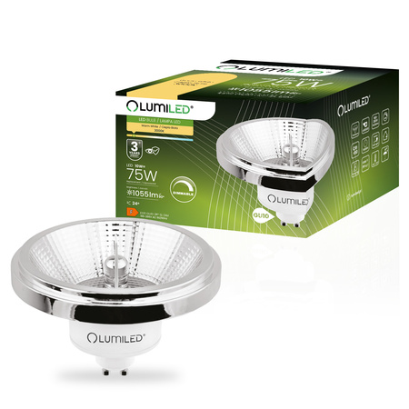 Żarówka LED GU10 ES111 10W = 75W 1055lm 3000K Ciepła 24° Srebrna Ściemnialna  LUMILED