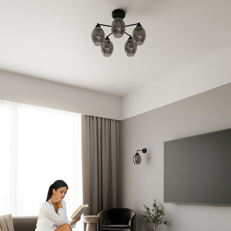 Lampa Ścienna Kinkiet E27 Owalna Czarna Nowoczesna Fillan Sollux