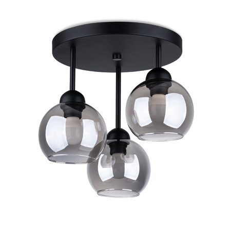 Lampa Sufitowa Plafon 3x E27 Żyrandol Kulista Czarna Nowoczesna Alino Sollux