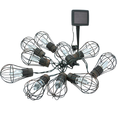 Girlanda Solarna LED Łańcuch Ogrodowy Loft Ozdobny 3.8m 10x Wiszące Żarówki