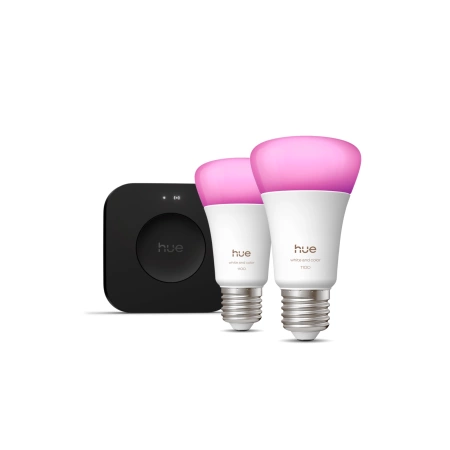 2x Żarówka LED E27 A60 8.1W = 75W 1100lm CCT + RGB SMART Inteligentna Bluetooth ZigBee White and Color Ambiance + Mostek Bridge PRO Philips HUE