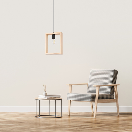 Lampa Sufitowa Wisząca Zwis E27 Żyrandol Kwadratowa Brązowa Skandynawska Aries Sollux