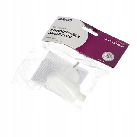 Wtyczka Elektryczna Kątowa Wtyk UNI-SCHUKO z Uziemieniem Rozbieralna Biała ORNO