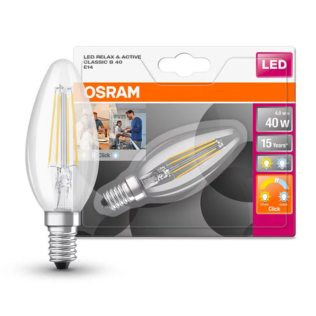 Żarówka LED E14 B40 4W = 40W 470lm 2700-4000K Ciepła i Neutralna 300° Filament OSRAM STAR A and R