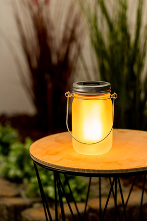 Lampion Ogrodowa LED Solarna Dekoracyjna Słoik Płomień 13cm
