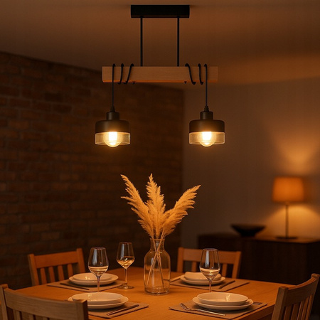 Lampa Sufitowa Oprawa Wisząca 2x E27 Czarna Brązowa Stark Masterled