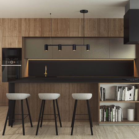 Lampa Sufitowa Wisząca Zwis 4x GU10 Czarna Złota MARIBEL Sanico Goldlux