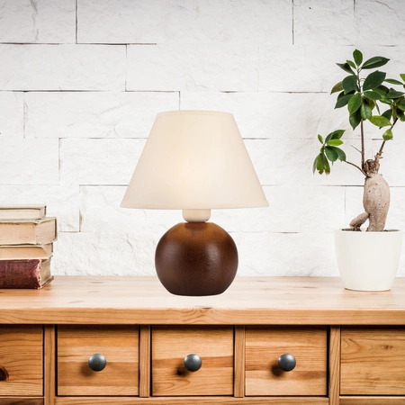 Lampa Stołowa Biurkowa Nocna BALL E27 Czarna Kremowa Abażur LN-1.D.2 Lamkur