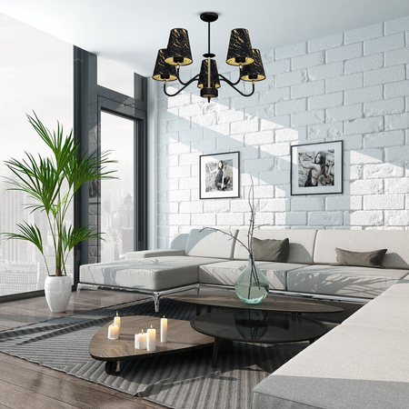 Lampa Wisząca Sufitowa HERMES Czarna Złota 5xE27 Milagro