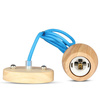 Lampa Wisząca Oprawa E27 Drewniany klosz z niebieskim kablem VT-7778 V-TAC