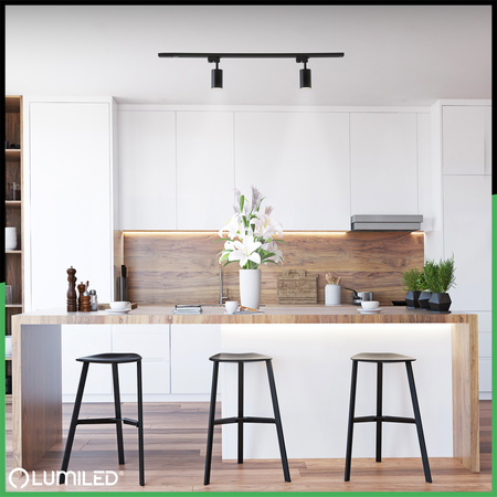 Zestaw Szyna Oświetleniowa Szynoprzewód 1m + 2x Reflektor Szynowy SAGI GU10 Czarno Złoty LUMILED