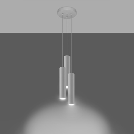 Lampa Sufitowa Oprawa Natynkowa SPOT TUBA 3x GU10 Wisząca Zwis Tubularna Biała Nowoczesna Lagos Sollux