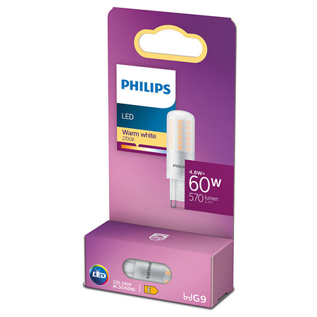 Żarówka LED G9 KAPSUŁKA 4.8W = 60W 570lm 2700K Ciepła PHILIPS