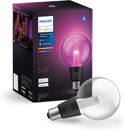 Żarówka LED E27 Kula G95 6.8W = 60W 500lm 2000-6500K CCT + RGB FILAMENT SMART Inteligentna Bluetooth ZigBee White and Color Ambiance Philips HUE