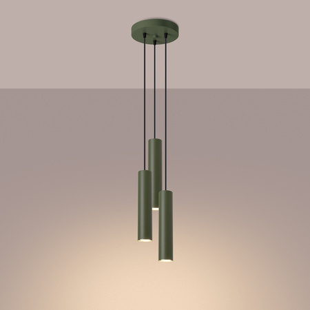 Lampa Wisząca Sufitowa Zwis Tuba Spot 3x GU10 Oliwkowa Lagos Ocean Green SL.1487 Sollux
