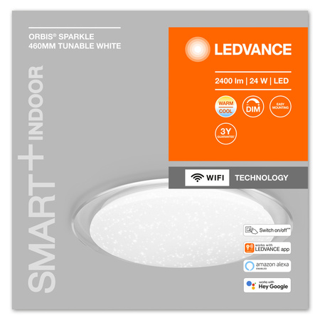Plafon LED Natynkowy 24W 1800lm CCT Ściemnialna 46cm Biały SMART+ WiFi Sparkle Ledvance