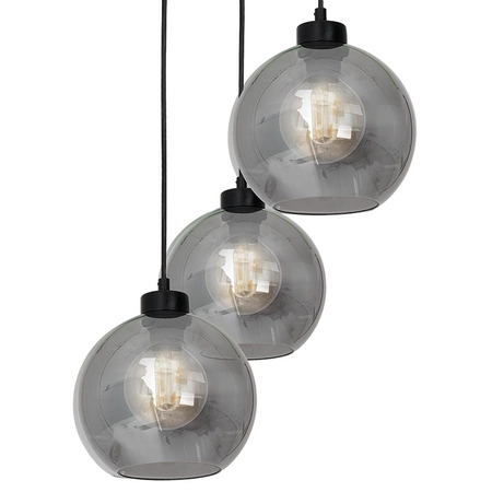Lampa wisząca SOFIA 3xE27 MLP6583 Przydymiony Klosz Kula Milagro Metal + Szkło