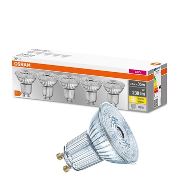 5PAK Żarówka LED GU10 2,3W = 35W 230lm 2700K Ciepła 36° OSRAM Base